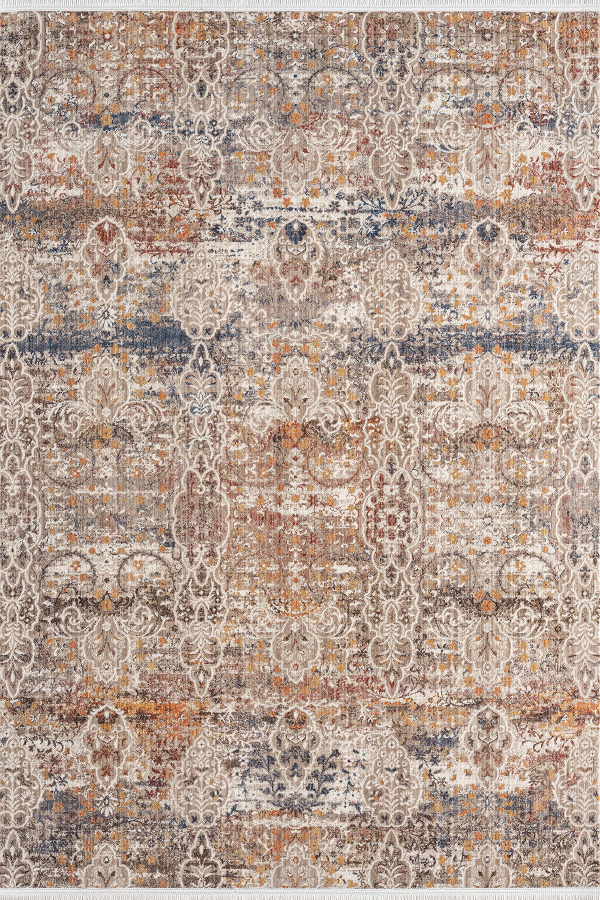 Beige · Faded Ikat Rug — overhead view of the full rug