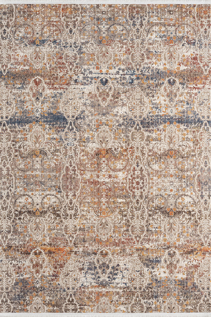 Beige · Faded Ikat Rug — overhead view of the full rug