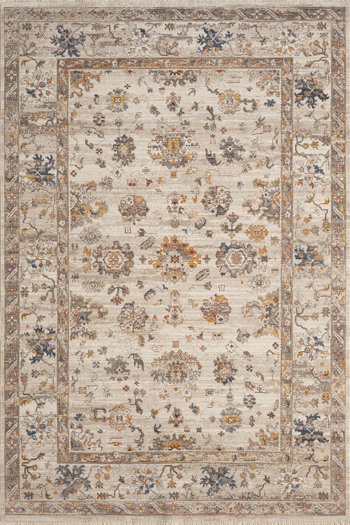 Cream · Oushak Bloom Rug — overhead view of the full rug