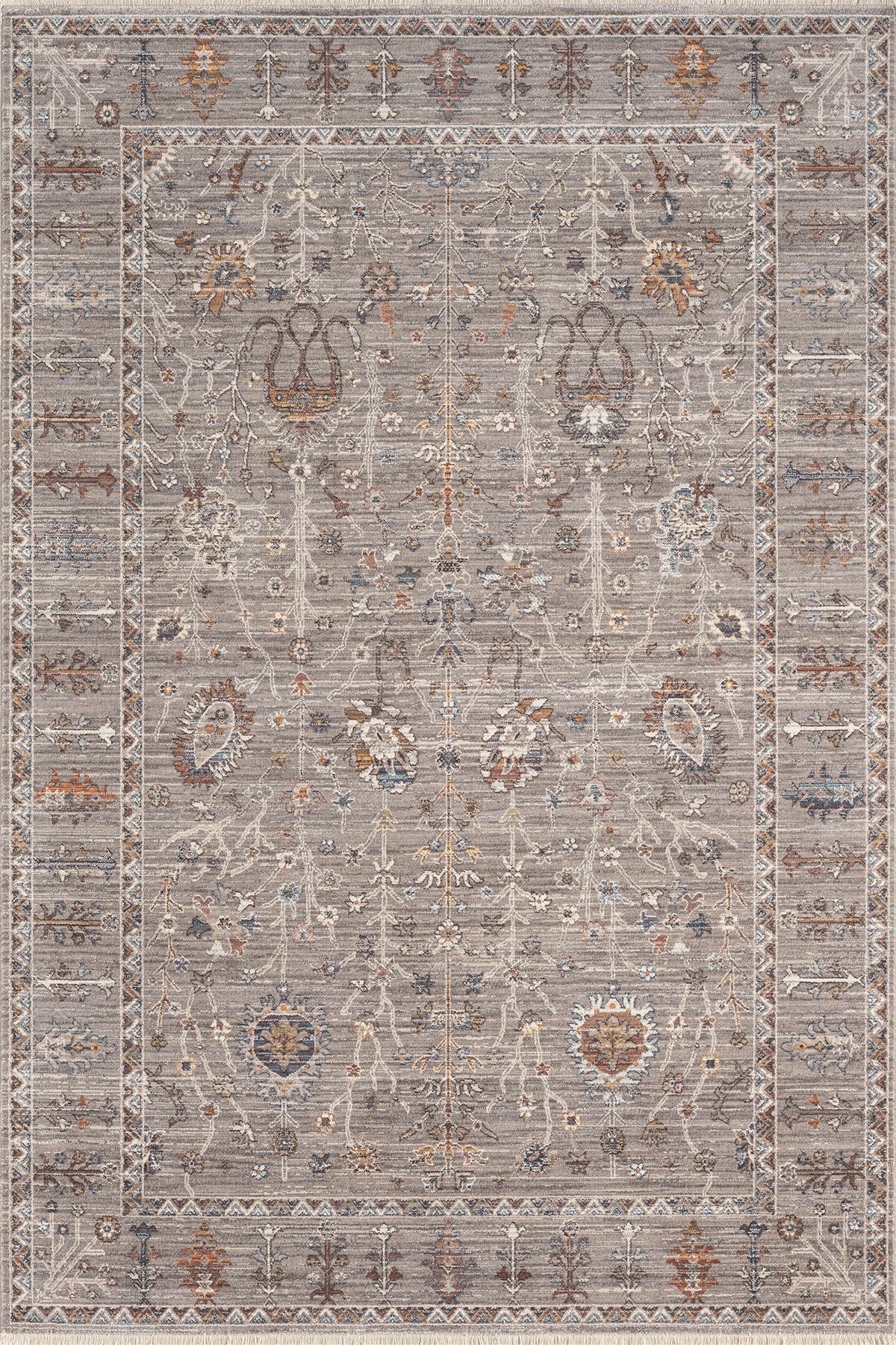 Grey · Nomad Tribal Rug — overhead view of the full rug