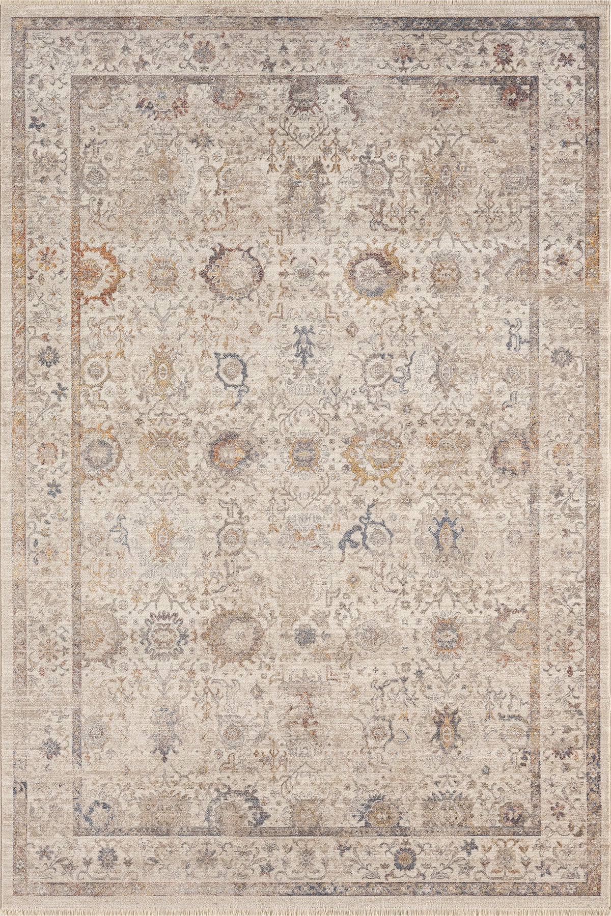 Ivory · Antique Floral Rug — overhead view of the full rug