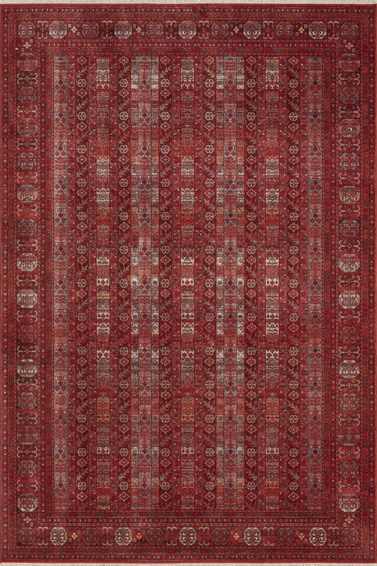Red · Bokhara Stripe Rug — overhead view of the full rug