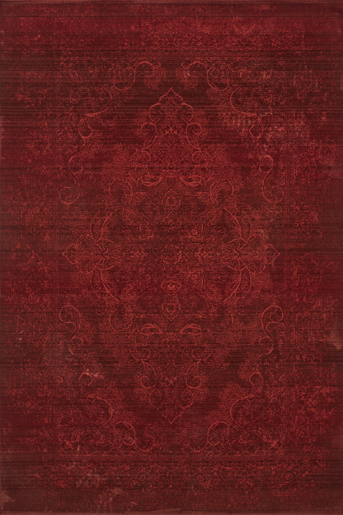 Crimson · Tonal Medallion Rug — overhead view of the full rug
