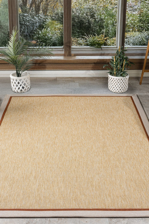 Beige with Beige & Terra Border · Bombay Border Classic Flatweave Sisal Rug