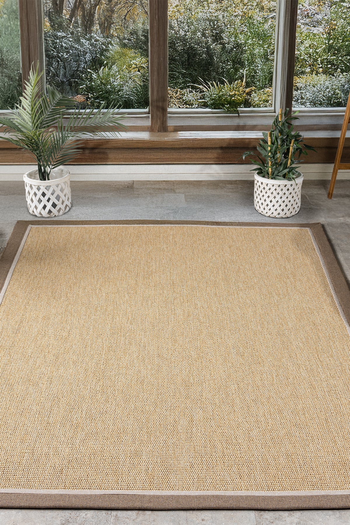 Beige with Brown & Beige Border · Bombay Border Loop Pile Sisal Rug