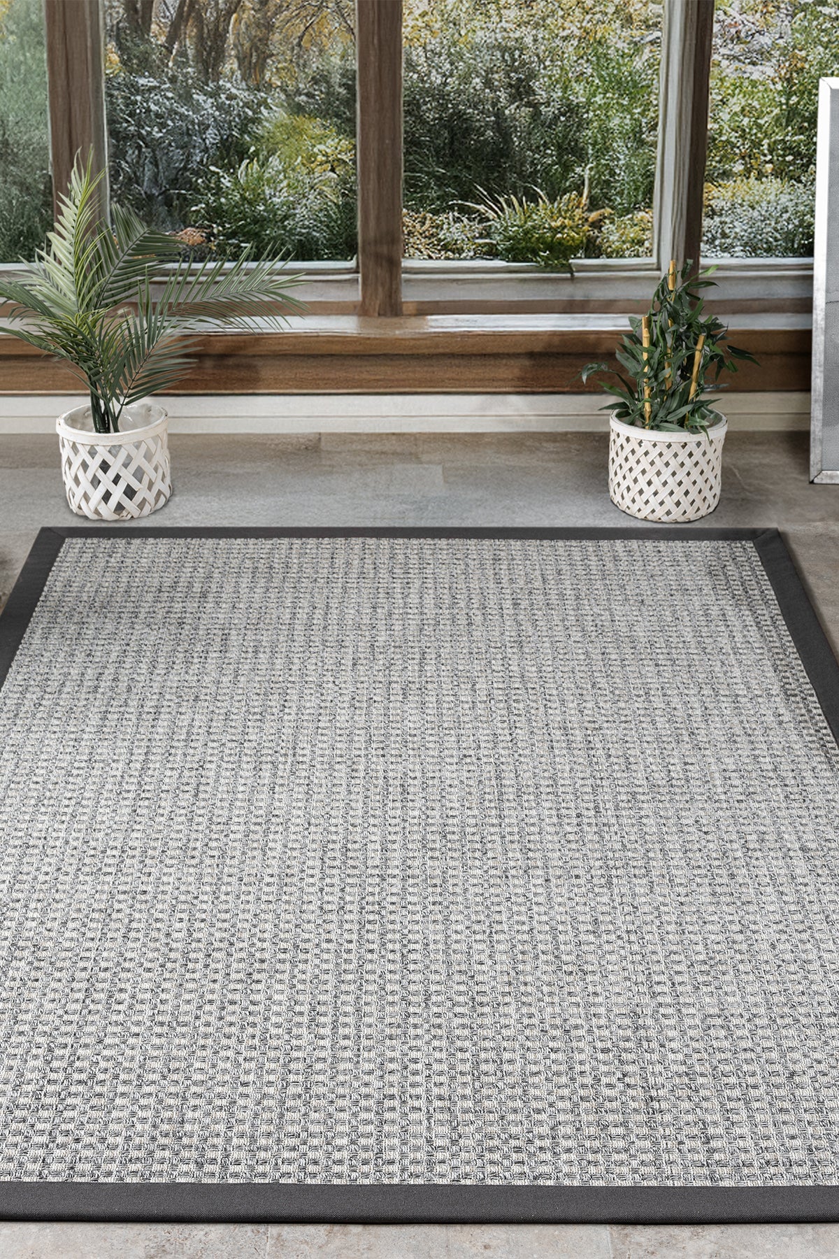 Bombay Border Waffle Grid Sisal Rug