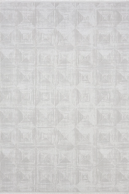 Cream · Cascade Squares Rug — overhead view of the full rug