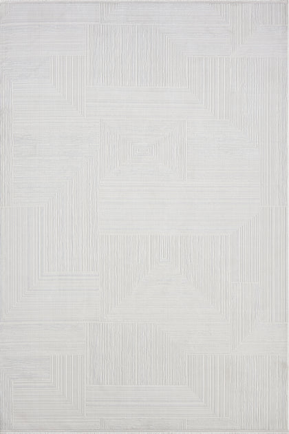 White · Labyrinth Modern Rug — overhead view of the full rug