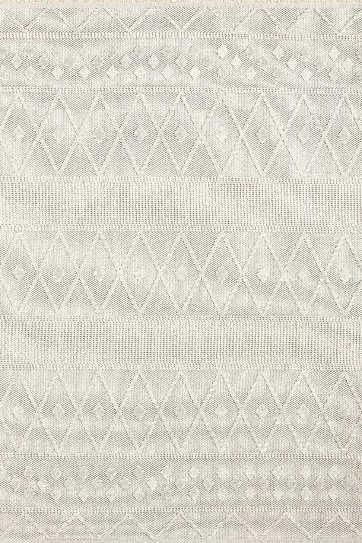 Cream · Tribal Band Flatweave Rug — overhead view of the full rug