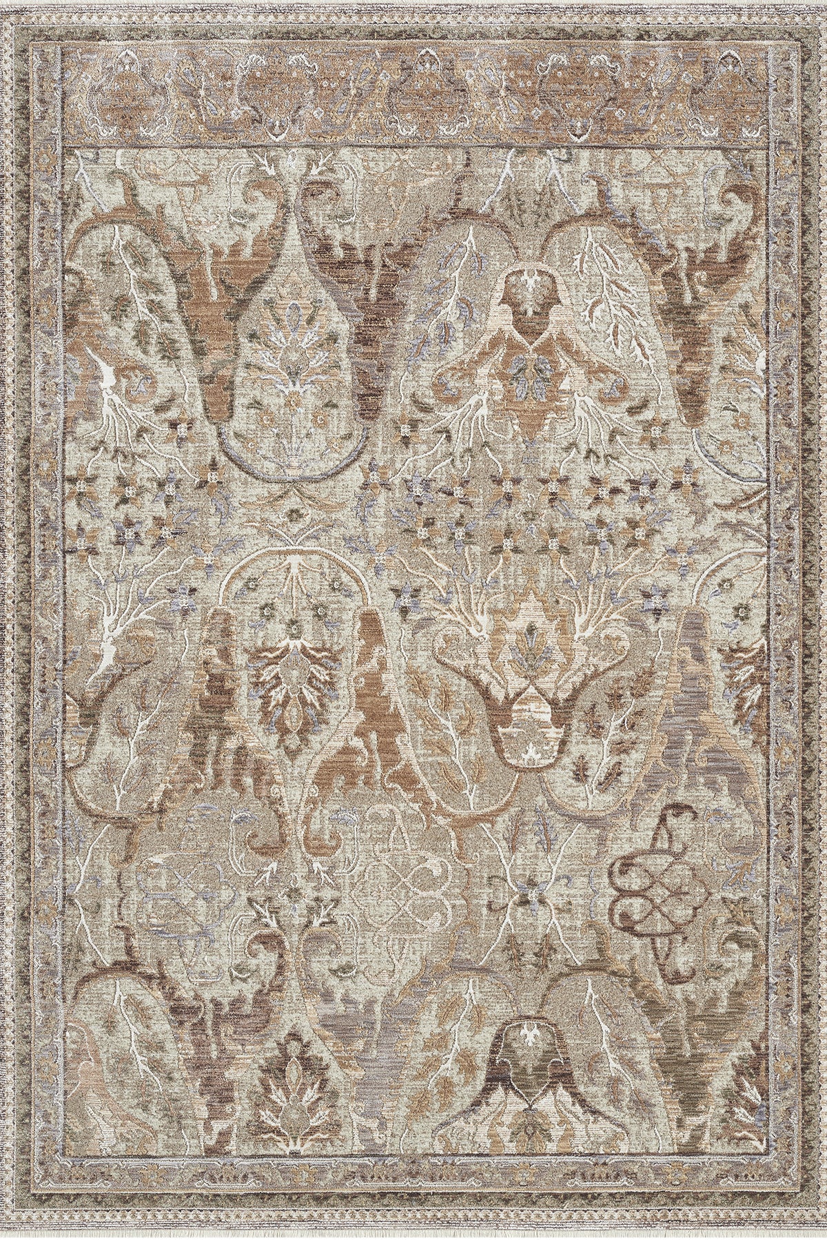 Beige · Heritage Palmette Rug — overhead view of the full rug