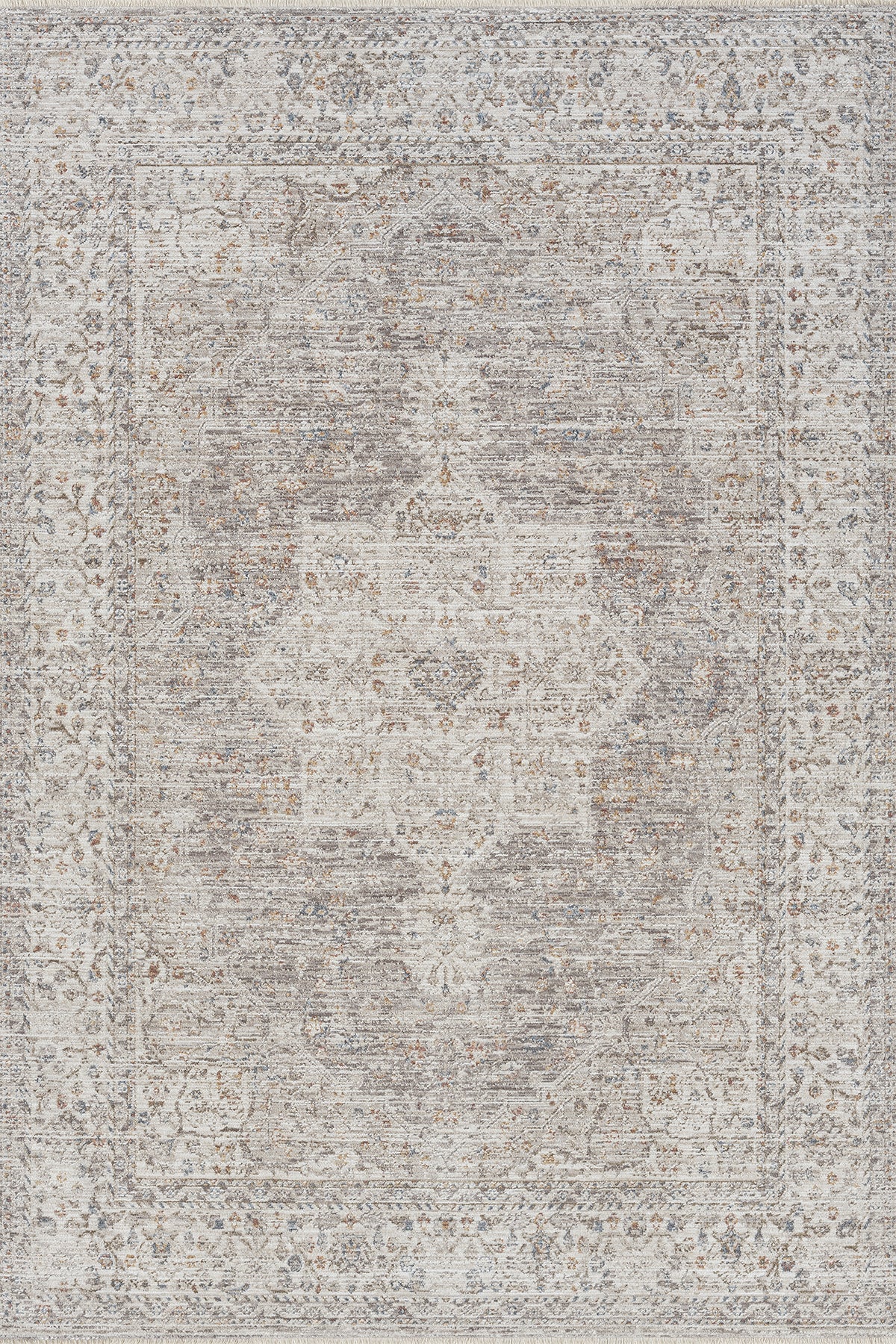 Beige · Weathered Medallion Rug — overhead view of the full rug