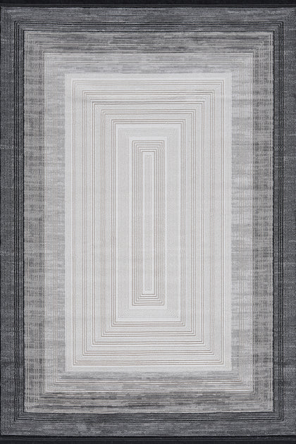 Grey · Concentric Fade Rug — overhead view of the full rug