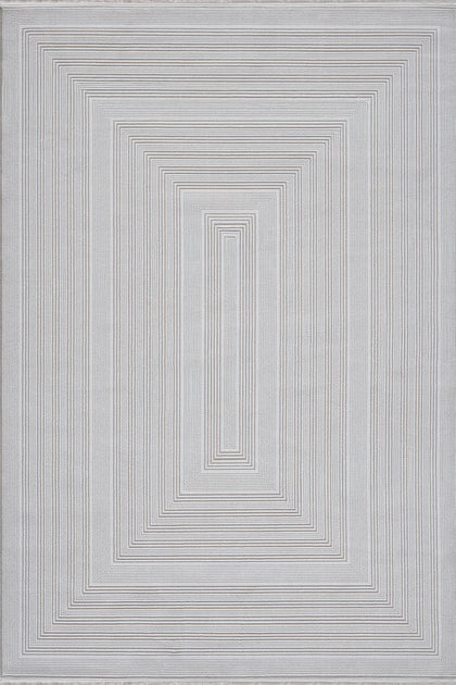 Bone · Pinstripe Frame Rug — overhead view of the full rug