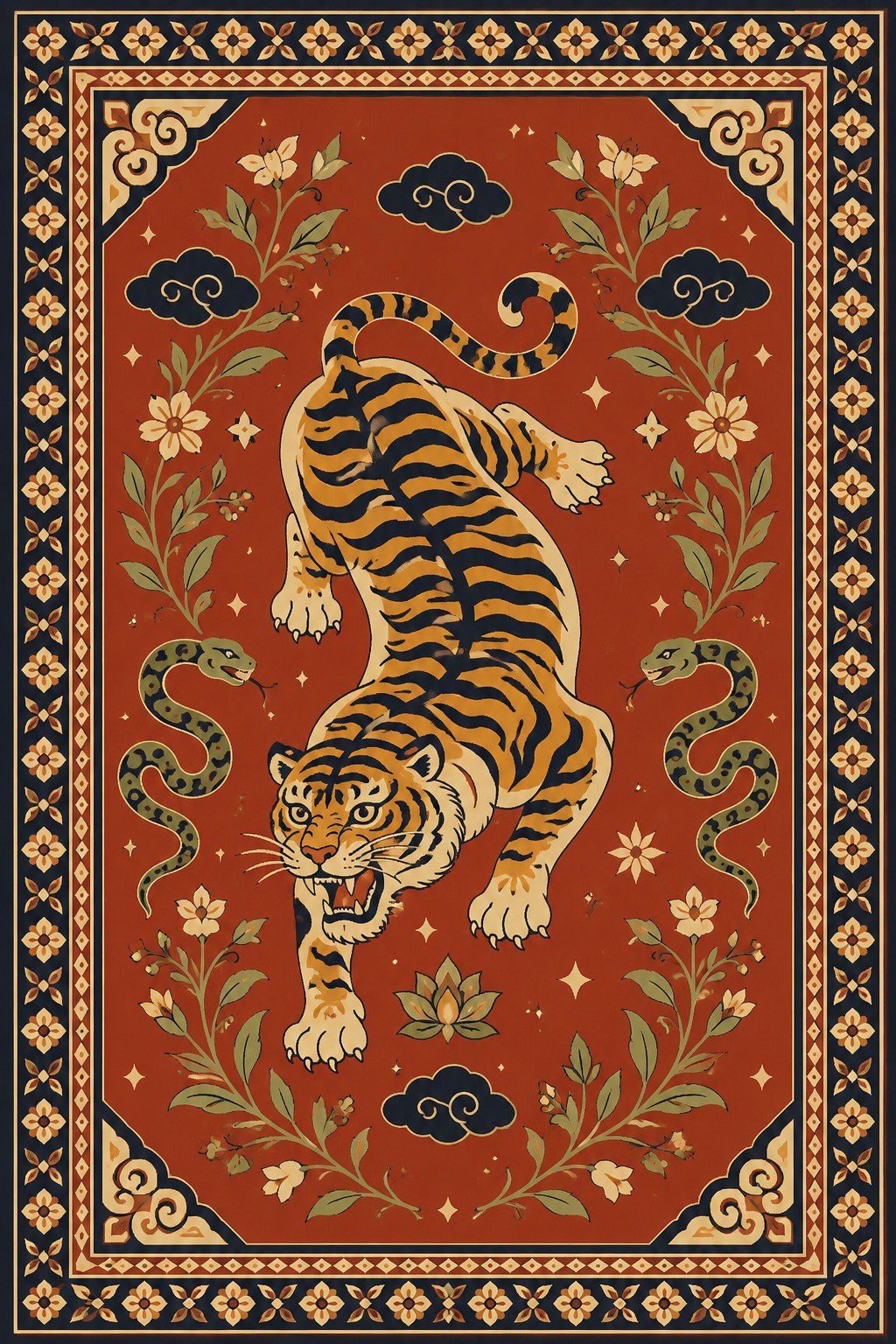 Tiger · Washable Tiger Medallion Rug