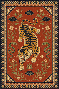 Washable Tiger Medallion Rug