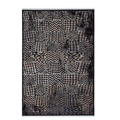 Elexus Ruby Abstract Design Rug - Black