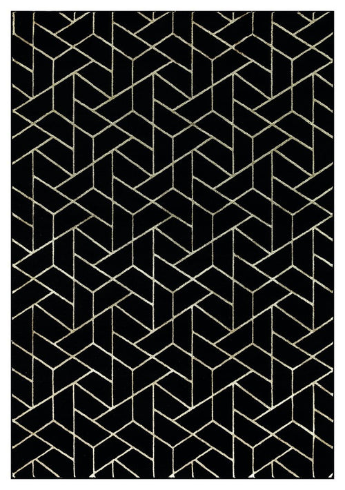 Ritz Geometric Contemporary Rug Gold & Black (V2)
