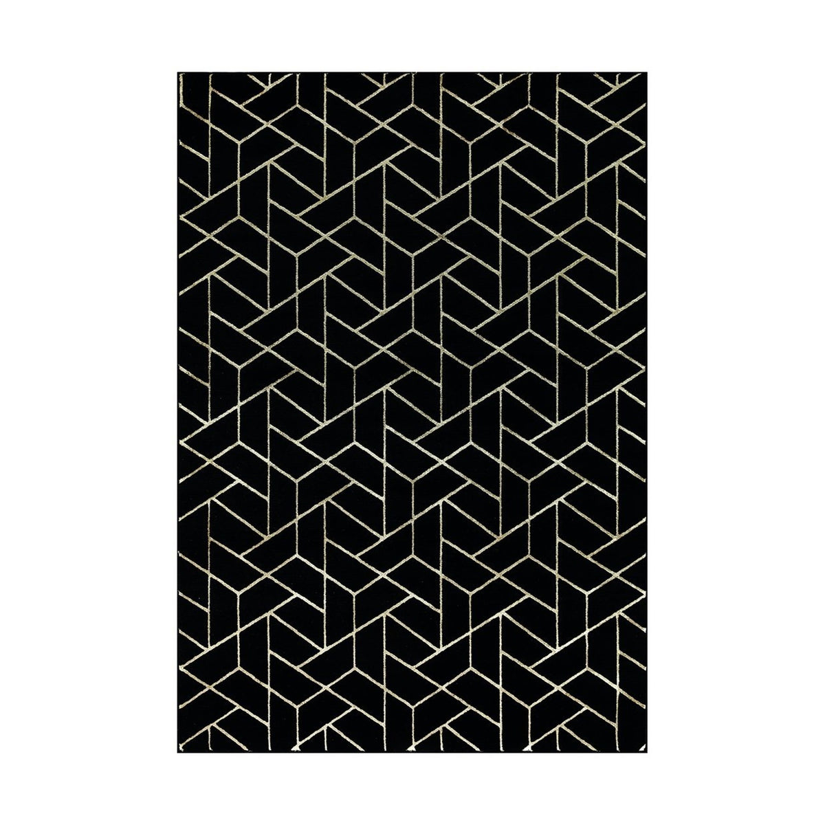 Ritz Geometric Contemporary Rug Gold & Black (V2)