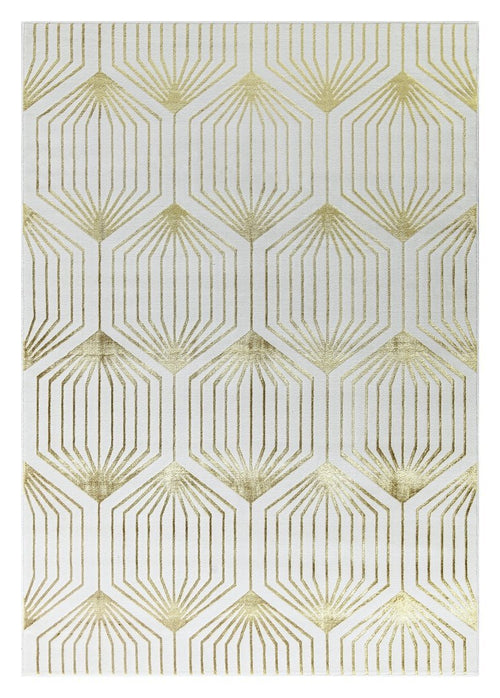 Ritz Geometric Contemporary Rug Gold & Cream (V1)