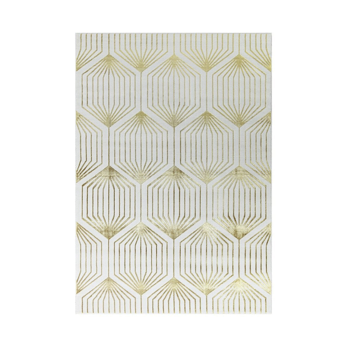 Ritz Geometric Contemporary Rug Gold & Cream (V1)