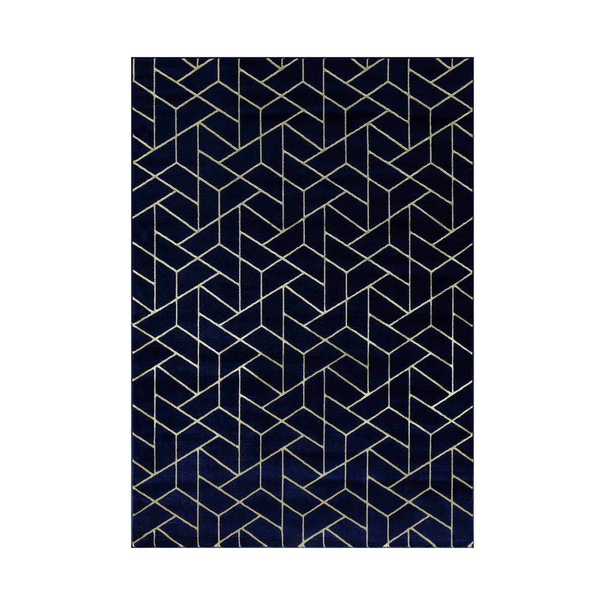 Ritz Geometric Contemporary Rug Gold & Navy (V2)