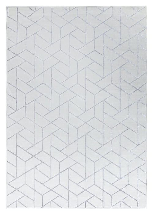 Ritz Geometric Contemporary Rug Silver & Cream (V2)