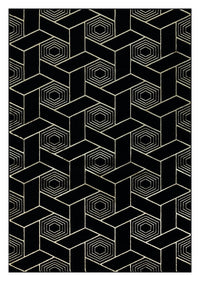 Ritz Geometric Design Rug Gold & Black