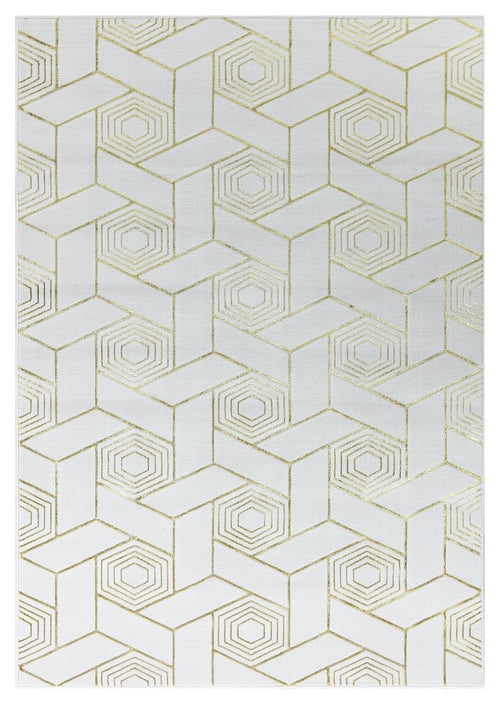 Ritz Geometric Design Rug Gold & Cream