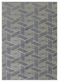 Ritz Geometric Design Rug Gold & Grey