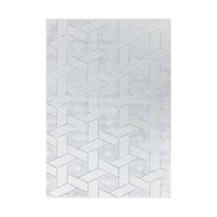 Ritz Geometric Design Rug Silver & Cream