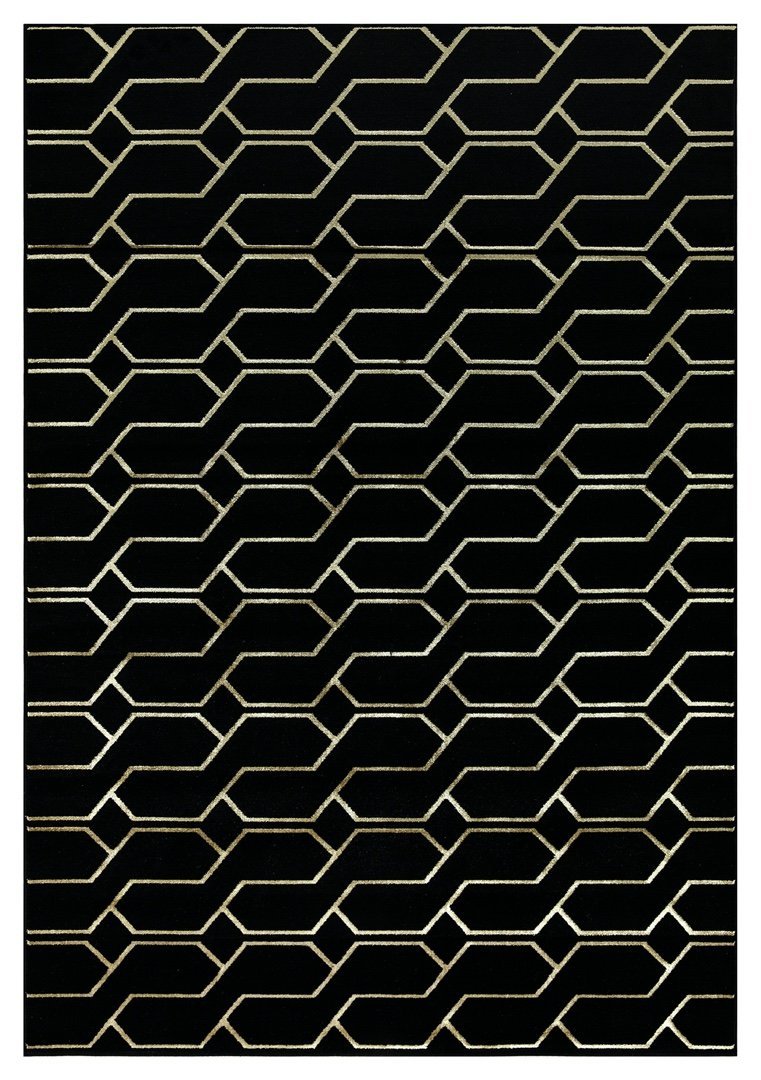 Ritz Geometric Modern Rug Gold & Black (V2)