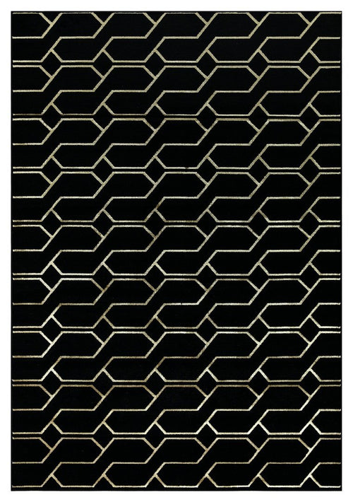 Ritz Geometric Modern Rug Gold & Black (V2)