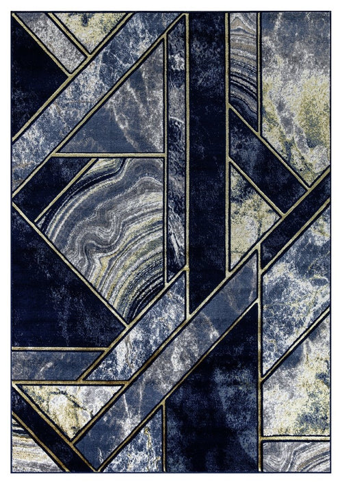 Ritz Geometric Modern Rug Gold & Navy (V1)
