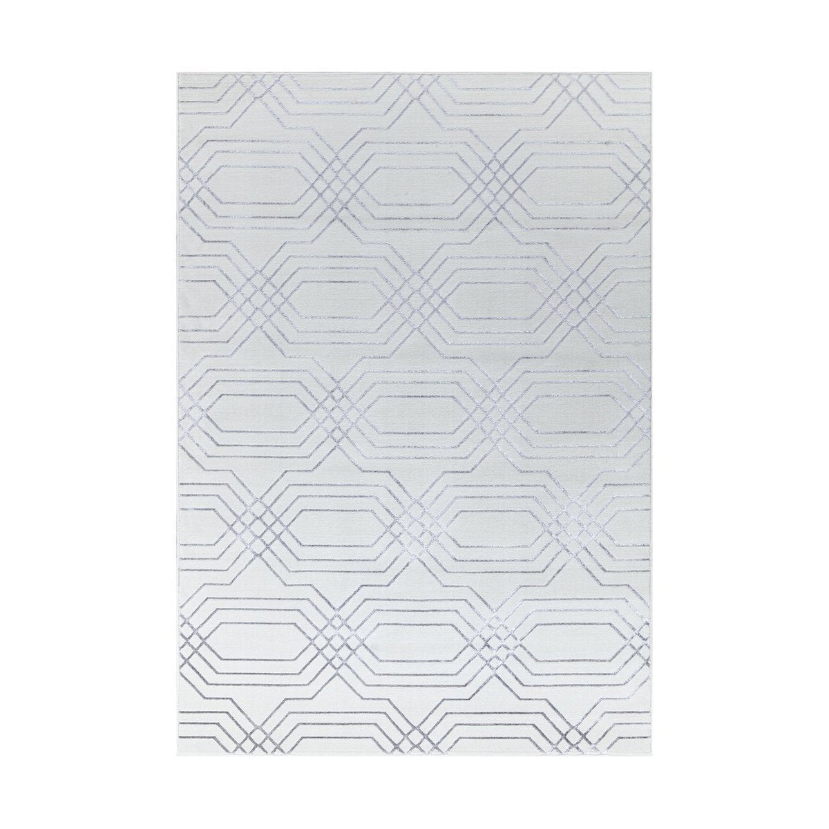 Ritz Geometric Modern Rug Silver & Cream (V1)