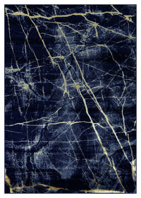 Ritz Marble Design Rug Gold & Navy