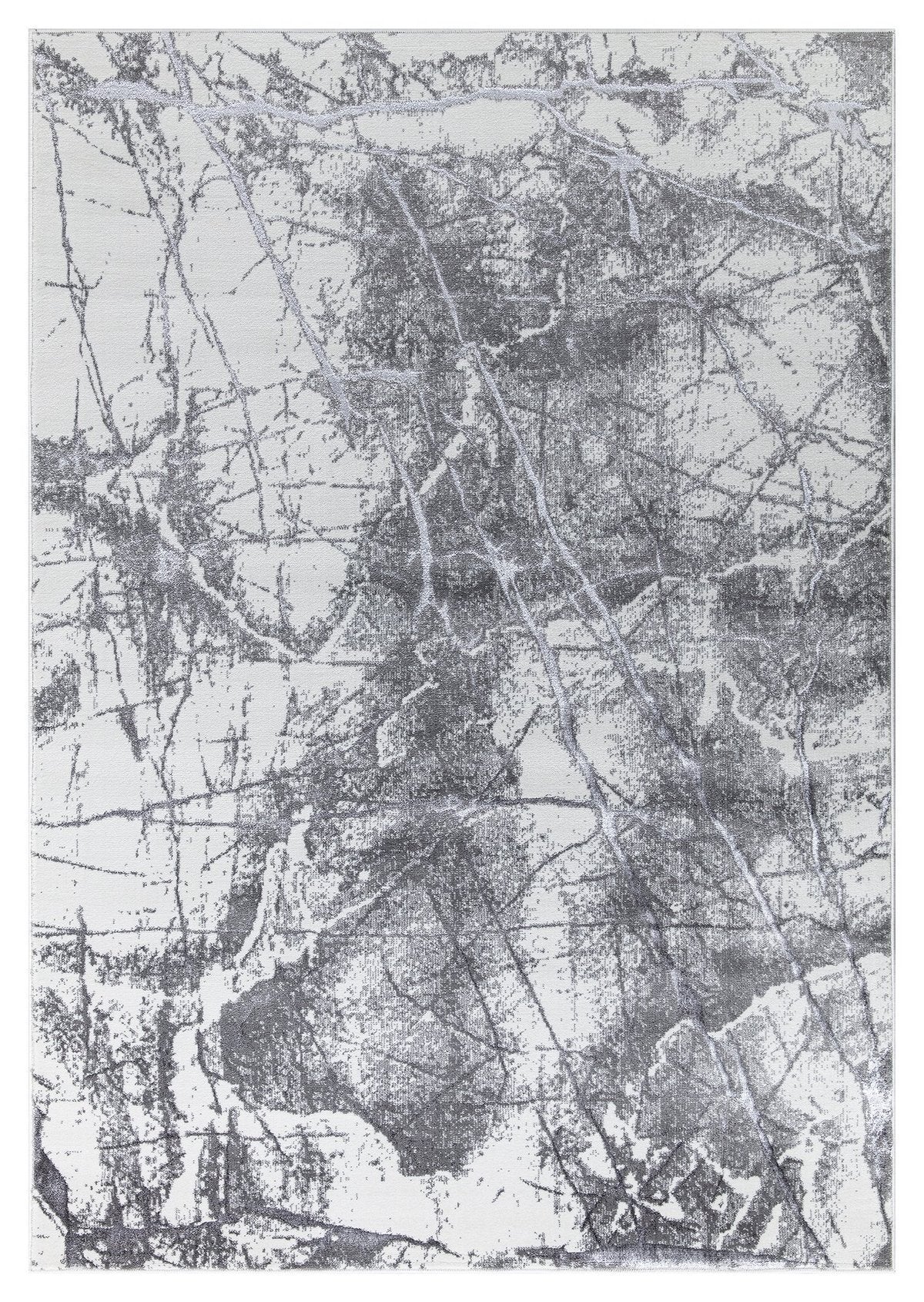 Ritz Marble Design Rug Silver & Cream