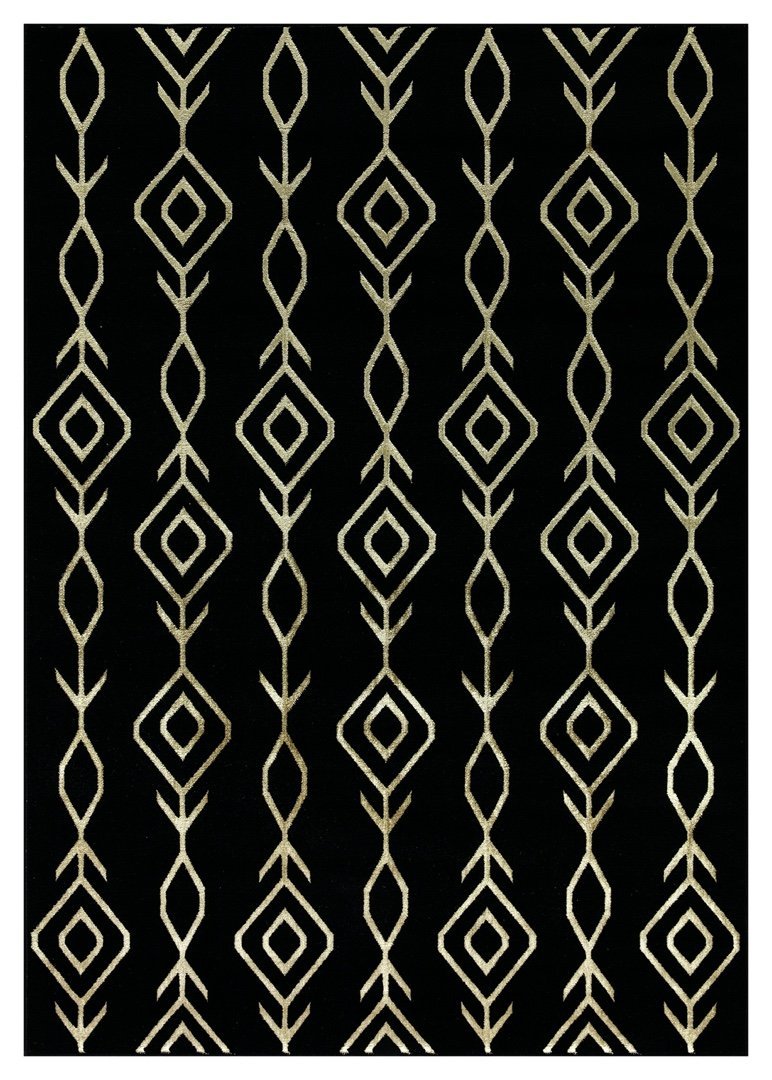Ritz Moroccan Contemporary Rug Gold & Black