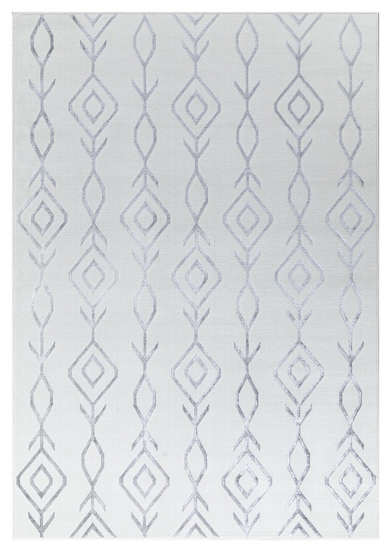 Ritz Moroccan Contemporary Rug Silver & Cream