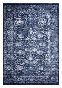 Santorini Traditional Floral Distressed Navy Rug