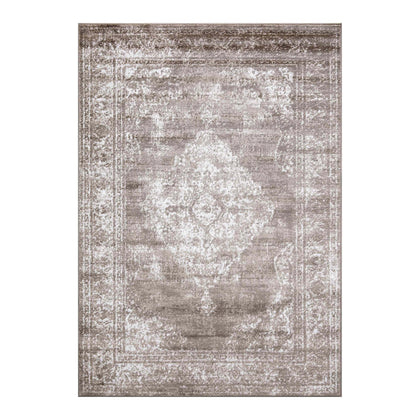 Santorini Traditional Medallion Distressed Beige Rug
