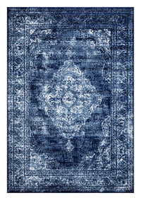 Santorini Traditional Medallion Distressed Navy Rug