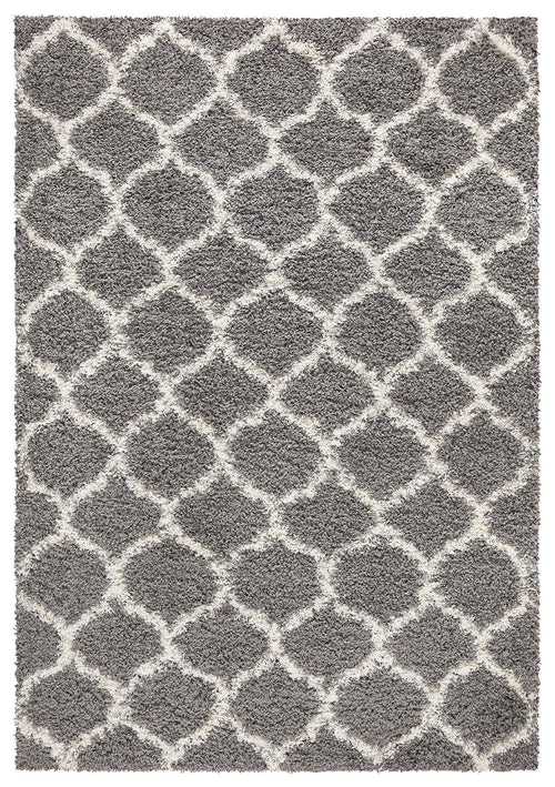 Trellis Shaggy Grey & White Rug (V2)
