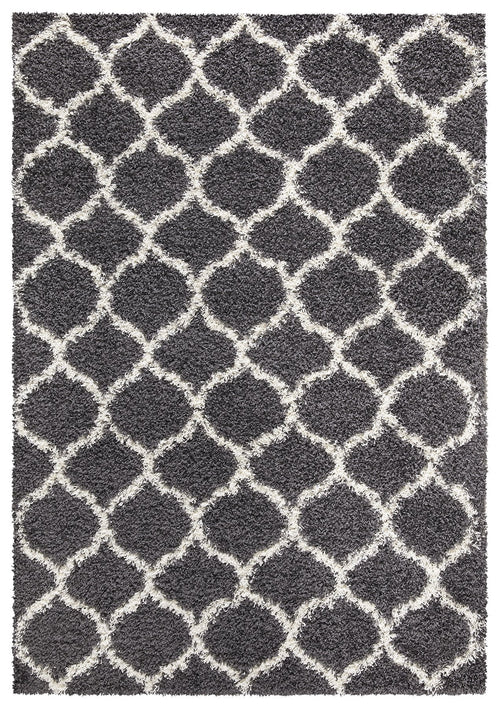 Trellis Shaggy Grey & White Rug