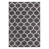 Trellis Shaggy Grey & White Rug