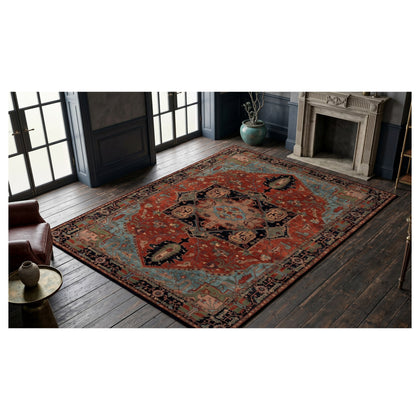 Red Β· Washable Heriz Medallion Rug