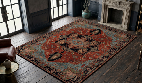 Red · Washable Heriz Medallion Rug