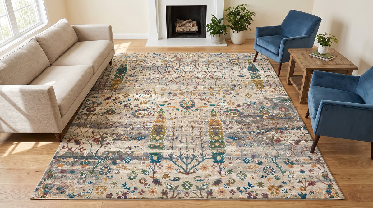 Multi · Washable Ivory Tribal Rug