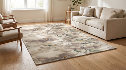 Grey · Washable Painted Magnolia Rug
