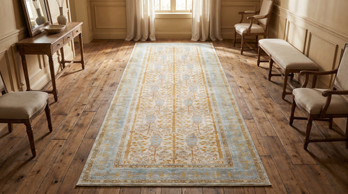 Light Blue · Washable Vintage Bordered Rug
