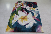 Vibrant Floral Abstract Design Contemporary Blue Rug 160cm x 230cm